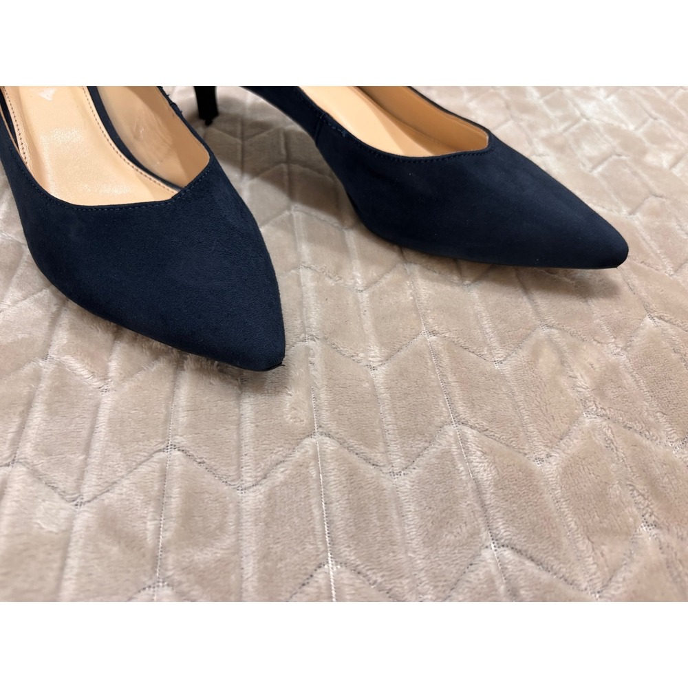 Alex Marie Navy Blue Faux Suede Pointed Toe Kitten Heel Pumps Womens 8M - Picture 8 of 12